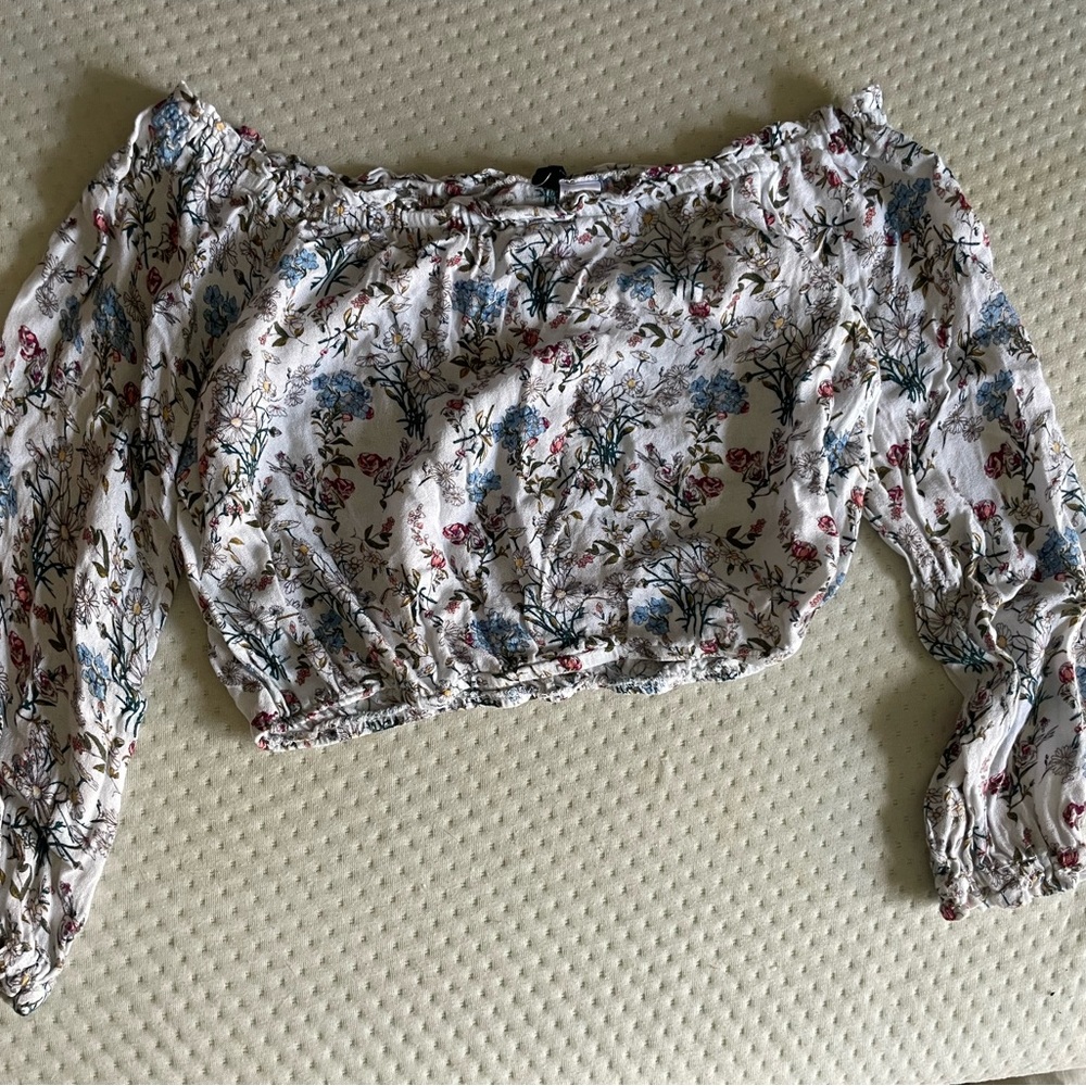 H&M off-shoulder blouse with wildflower print